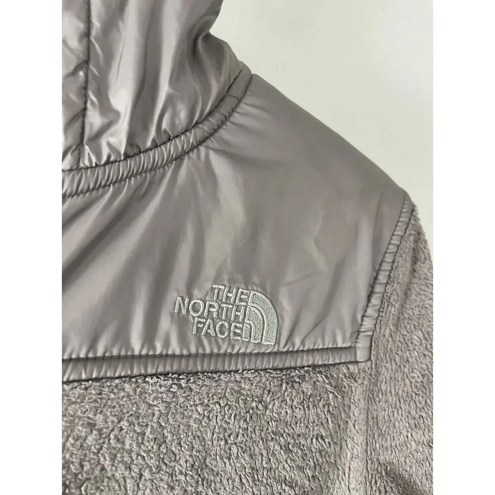 The North Face Jacket Womens Medium Gray Hooded Fleece Full Zip Pockets N19